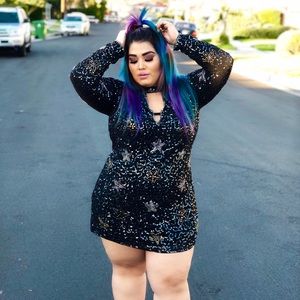 Black sequin dress with stars